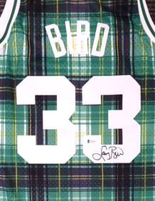 celtics larry bird autographed green m&n