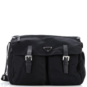 Prada Double Buckle Flap Messenger Bag
