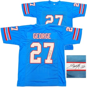 houston oilers eddie george autographed blue