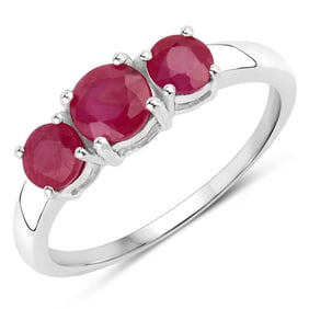 1.15 CT Genuine Ruby 14K White Gold Ring