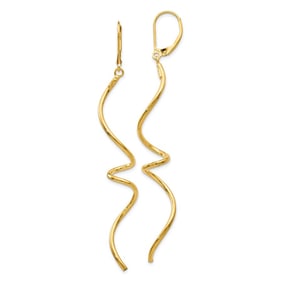 14K Polished Twisted Leverback Earrings -