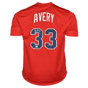 steve avery signed atlanta red baseball