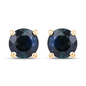 1.30 CT Genuine Blue Sapphire 10K Yellow Gold Earrings