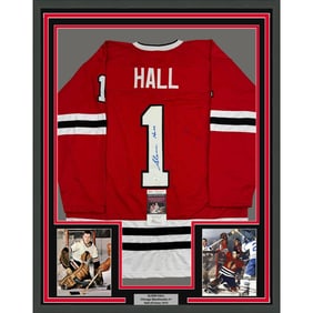 framed autographed/signed glenn hall 35x39 chicago