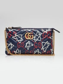 Gucci Blue Ghost Print Quilted Leather