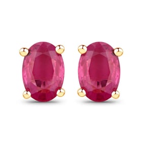 1.04 CT Genuine Ruby 10K Yellow Gold Earrings