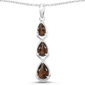 3.66 CT Genuine Smoky Quartz 14K White Gold Pendant