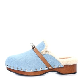 Hermes Denim Wool Carlotta Mules 36