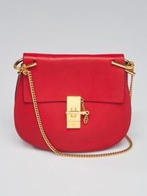 Chloe Red Pebbled Leather Drew Bag