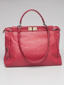Fendi Red Leather Large Peekaboo Satchel