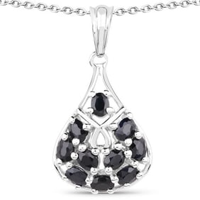 2.20 CT Genuine Glass Filled Sapphire 14K White Gold Pendant