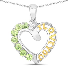 0.70 CT Genuine Peridot 14K White Gold Pendant