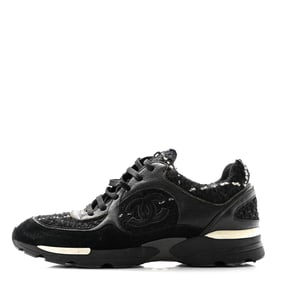 Chanel Tweed Suede Goatskin CC Sneakers