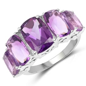 11.10 CT Genuine Amethyst 14K White Gold Ring