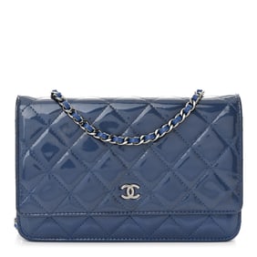 Chanel Patent Quilted Wallet On Chain