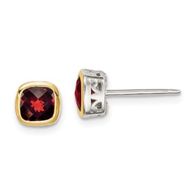 Sterling Silver w/14k Accent Garnet Square