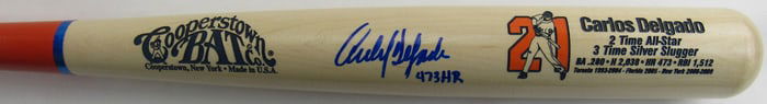 carlos delgado signed rawlings baseball bat