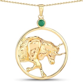0.23 CT Genuine Emerald 14K White Gold Pendant