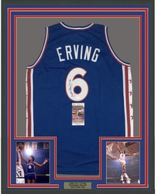 framed autographed/signed julius erving dr. j