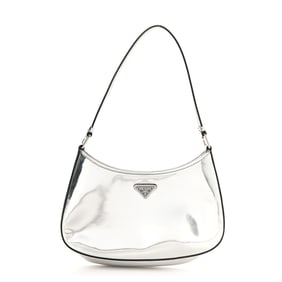 Prada Spazzolato Cleo Shoulder Bag Argento