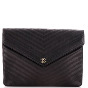 Chanel Statement Pouch Chevron Caviar Large