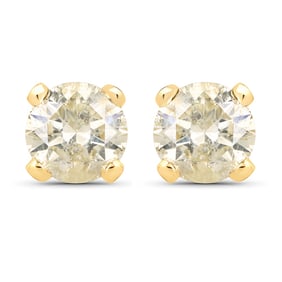 0.98 CT Genuine LB Diamond 14K Yellow Gold Earrings
