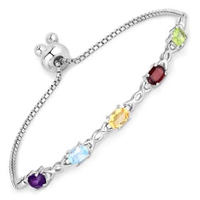 2.24 CT Genuine Multi Stone 14K White Gold Bracelet
