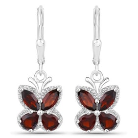 2.60 CT Genuine Garnet 14K White Gold Earrings