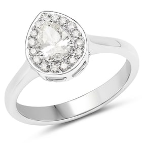 14K White Gold 0.64 CT Genuine White Diamond Ring