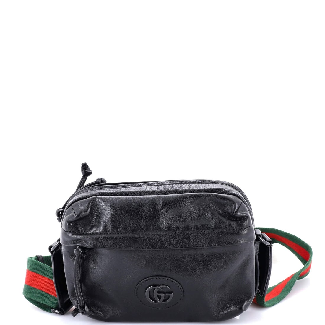 Gucci Tonal Double G Shoulder Bag: Gucci Tonal Double G Shoulder Bag Leather Exterior Color: Black Interior Color: Brown Exterior Material: Leather Interior Material: Canvas Plain Hardware Color: Black Estimated Retail: $2,265