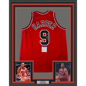 framed autographed/signed ron harper 33x42 chicago