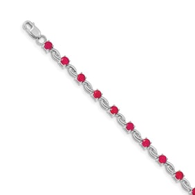 14K White Gold w/ Composite Ruby