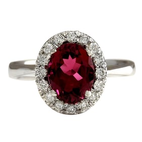 Tourmaline Diamond Ring In 18K White