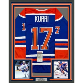 framed autographed/signed jari kurri 35x39 edmonton