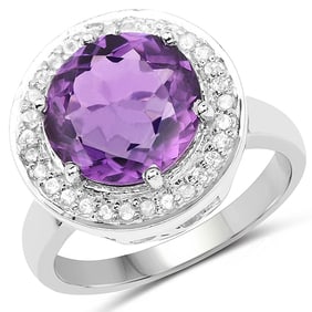 4.27 CT Genuine Amethyst and White