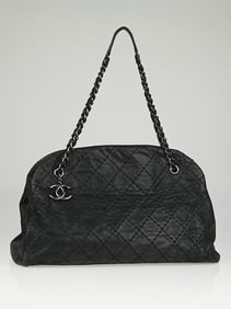 Chanel Black Iridescent Quilted Leather Just