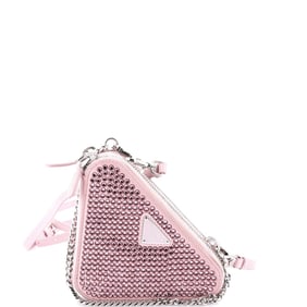 Prada Triangle Double Pouch Crossbody Crystal