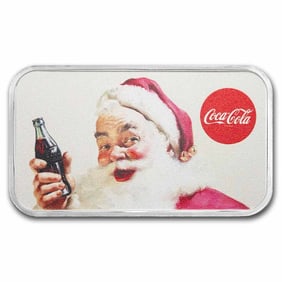 Coca-Cola 1 oz Silver Santa Colorized