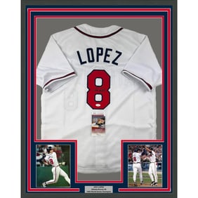 framed autographed/signed javy lopez 33x42 atlanta