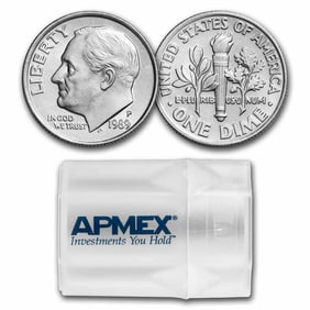 1989-P Roosevelt Dime 50-Coin Roll BU