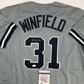 Autographed/Signed DAVE WINFIELD New York Grey