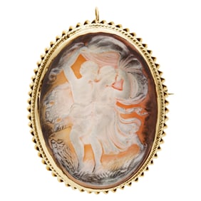 Antique shell cameo brooch, pendant.in 14K