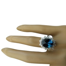 Natural Topaz Diamond Ring In 18K