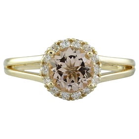 Natural Morganite 14K Solid Yellow Gold