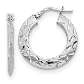 Sterling Silver Polished & Textured Hoop