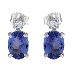 Tanzanite Diamond Earrings In 14K White