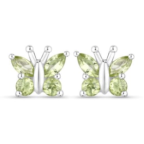 1.00 CT Genuine Peridot 14K White