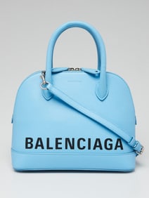 Balenciaga Light Blue Pebbled Leather Small