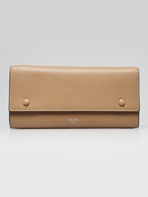 Celine Beige Drummed Leather Large Flap