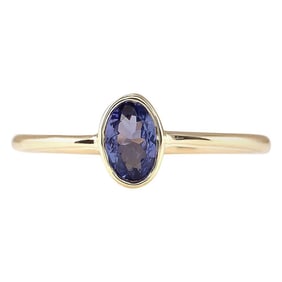 0.60 Carat Natural Tanzanite 14K Yellow